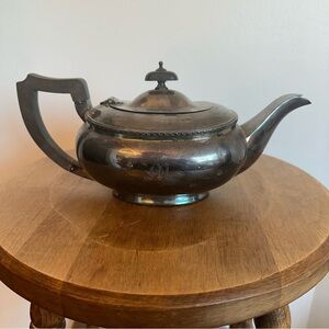 Vtg Silver Plated Sheffield Design  Kettle Tea Patina Nickel England Engraved M